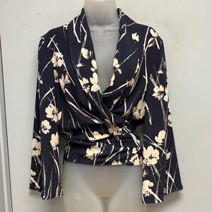 Zara Floral Wrap Bell Sleeve Blouse Size XS